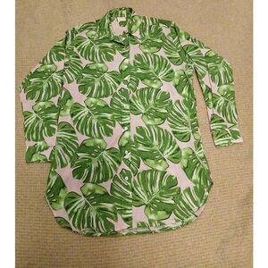 Malai womens small shirt dress green pink Micro Mini floral Coastal